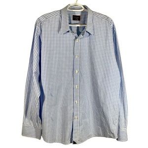 Untuckit Blue Gingham Check Long Sleeve Button Up Dress Shirt XL